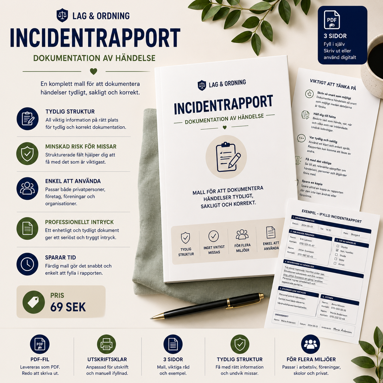 Incidentrapport mall – dokumentera händelser korrekt (PDF)